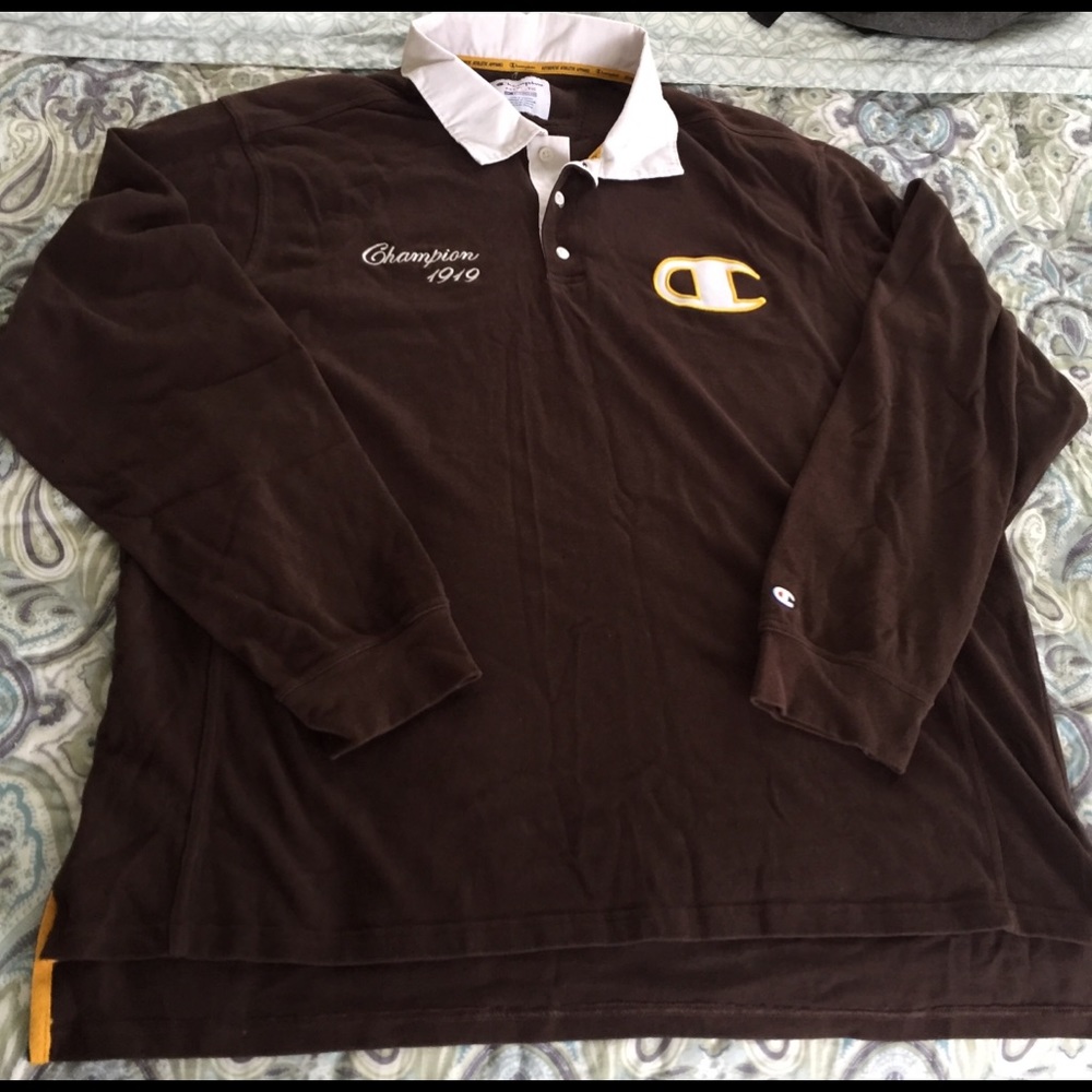 Champion Polo Rugby Sweater Long Sleeve Brown